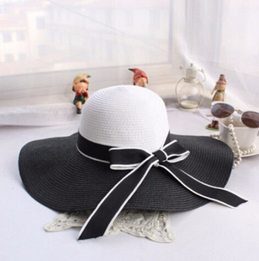 Bowknot Straw Beach Brimmed Hat